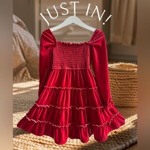 Crown & Ivy Red Ruffled Long Sleeve Dress